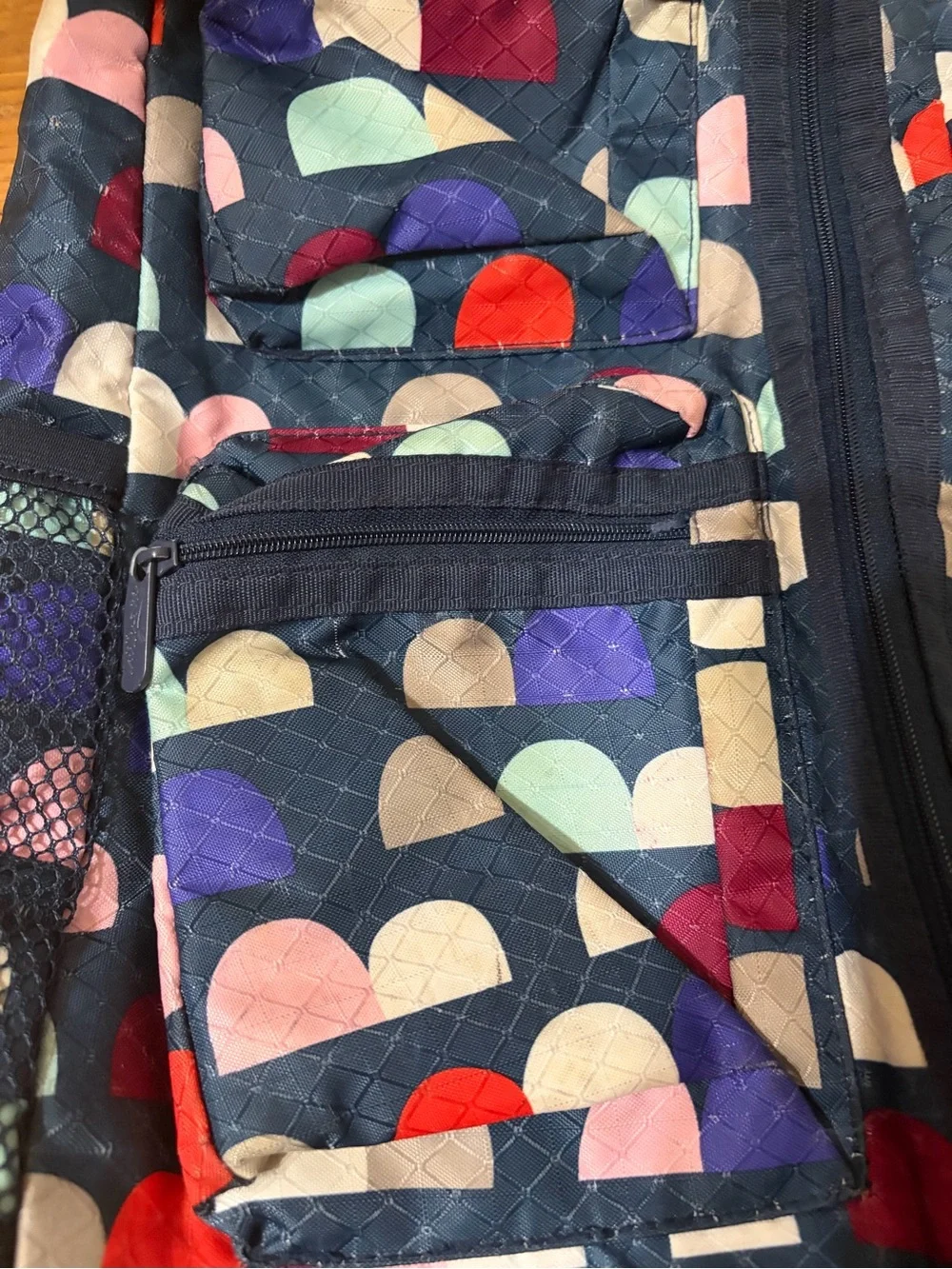 Navy Multi-Color Print Crossbody Sling Bag